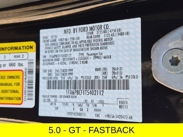 2026 Ford Mustang GT Premium 6 Speed Manual