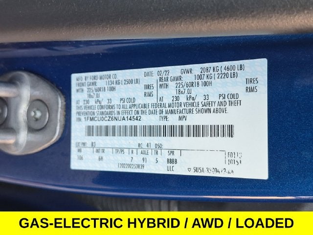 2022 Ford Escape Hybrid SEL w/Navi & Sunroof