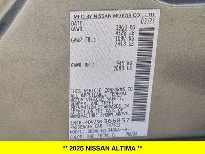 2025 Nissan Altima 2.5 SV