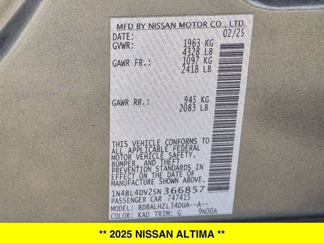 2025 Nissan Altima 2.5 SV