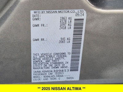 2025 Nissan Altima 2.5 SV