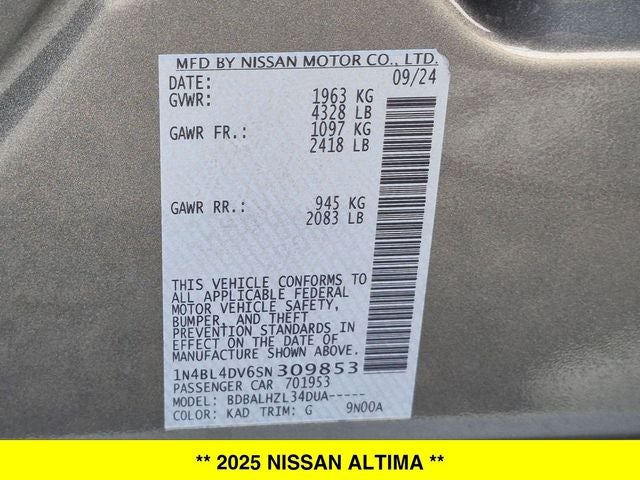 2025 Nissan Altima 2.5 SV