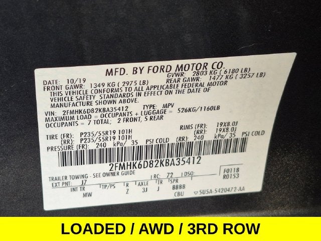 2019 Ford Flex Limited AWD w/Leather