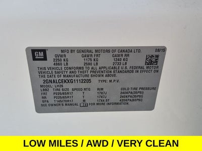 2016 Chevrolet Equinox LT w/Blind Spot Monitor & Low Miles