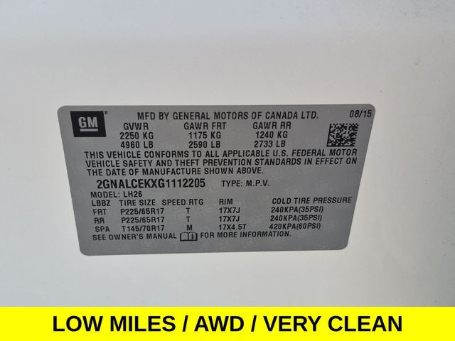 2016 Chevrolet Equinox LT w/Blind Spot Monitor & Low Miles