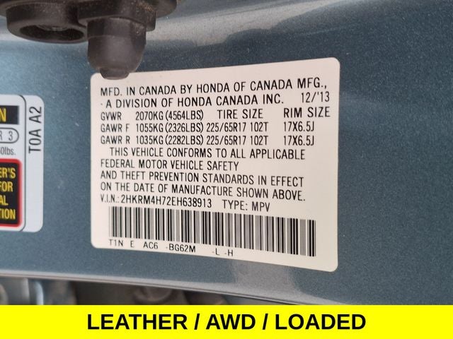2014 Honda CR-V EX-L AWD w/Leather & Navi