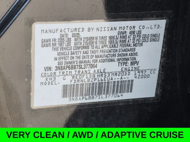 2025 Nissan Kicks S AWD w/Low Miles