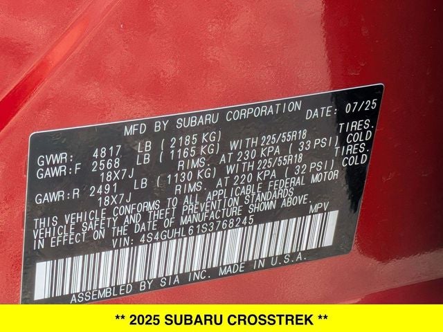 2025 Subaru Crosstrek Limited AWD