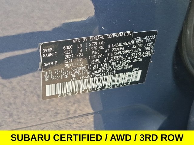 2025 Subaru Ascent Onyx Edition AWD w/3rd Row