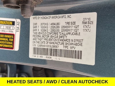 2016 Honda CR-V EX AWD w/Sunroof