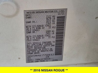 2016 Nissan Rogue SL AWD
