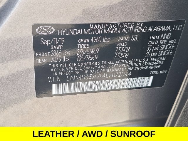 2020 Hyundai Santa Fe SEL w/Bluetooth & Backup Camera