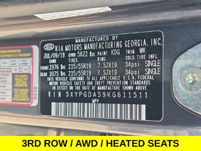 2019 Kia Sorento S AWD w/3rd Row & Backup Camera