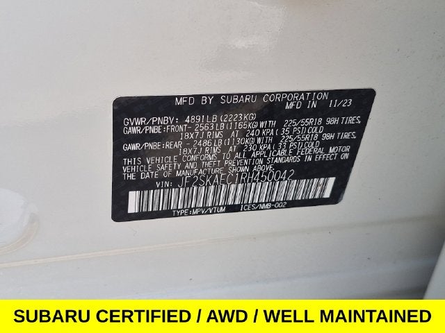 2024 Subaru Forester Sport AWD w/Blind Spot Monitor