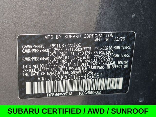 2024 Subaru Forester Sport AWD w/Power Rear Gate & Moonroof