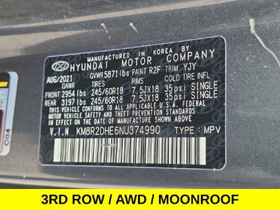 2022 Hyundai Palisade SEL AWD w/3rd Row