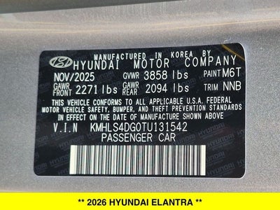 2026 Hyundai Elantra SEL Sport