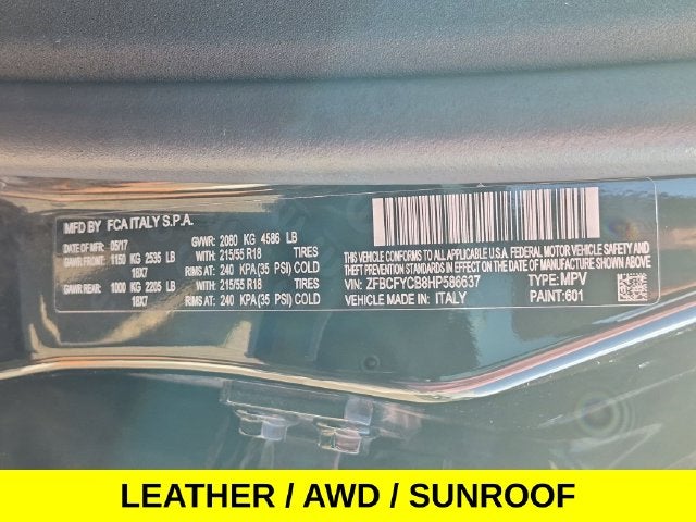 2017 FIAT 500X Trekking AWD w/Leather & Moonroof