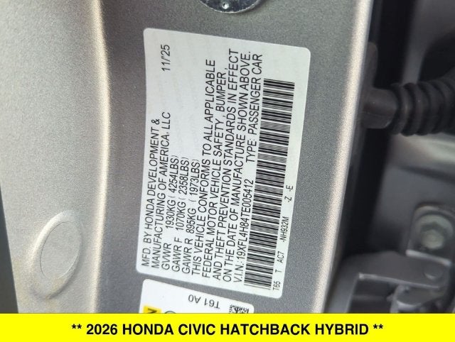 2026 Honda Civic Hybrid Sport