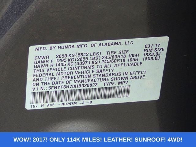 2017 Honda Pilot EX-L w/Navigation