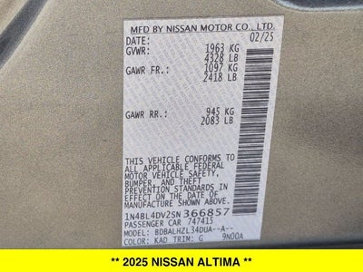 2025 Nissan Altima 2.5 SV